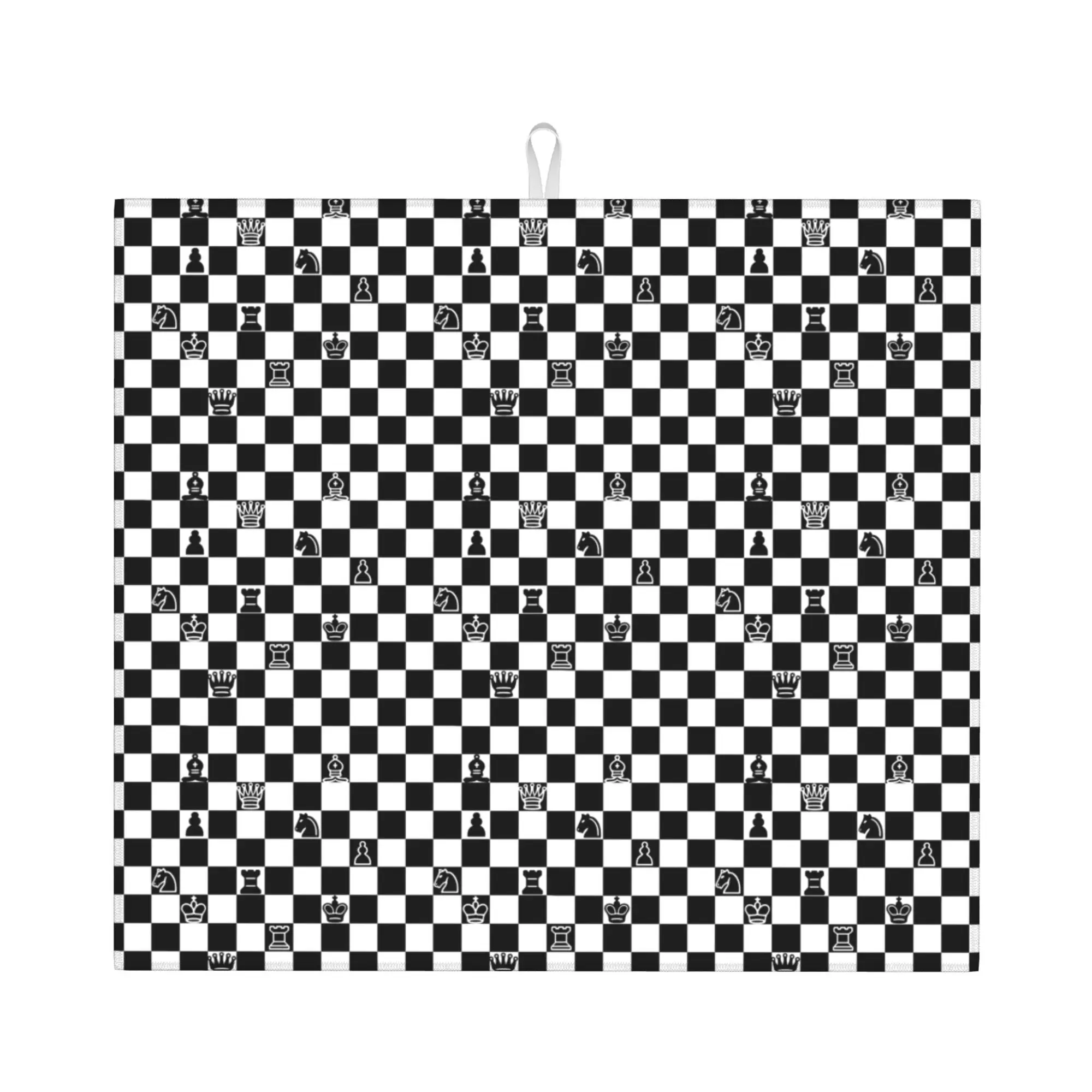 Chess Non Slip Kitchen Counter Protector Mat Barware Tableware Reusable Chessboard Game Bathroom Drying Mat For Kitchen