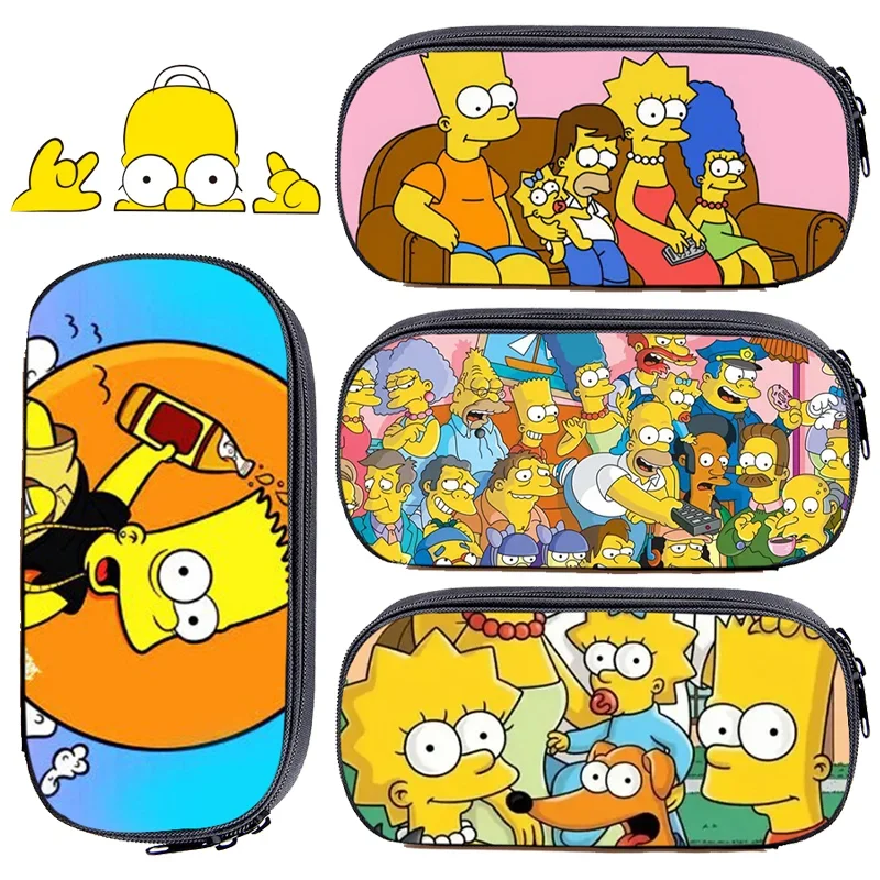 

The Simpsons Pencil Cases Kawaii Large Capacity Pencil Bag Girls Boys Student Stationery Organizer Bag School Office Supplies