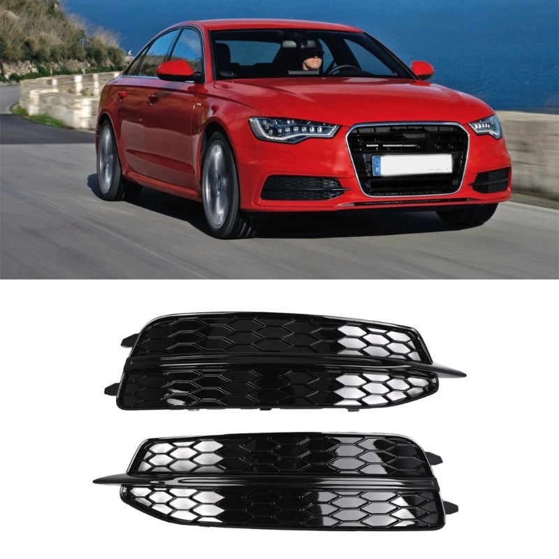 Car Bumper Fog Light Lower GrillesMesh Cover Trim Vent for 4G0807681D 4G0807682D