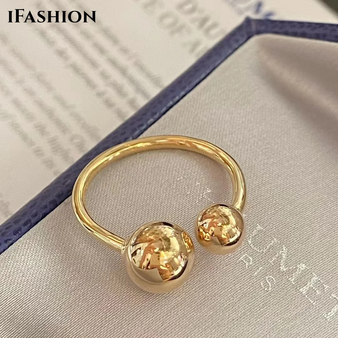 

IFASHION 18k Gold Ring Golden Balls Hand Decoration Stacking Ring Glossy Ring Tail Ring To Send Girlfriend Mother Send Birthday
