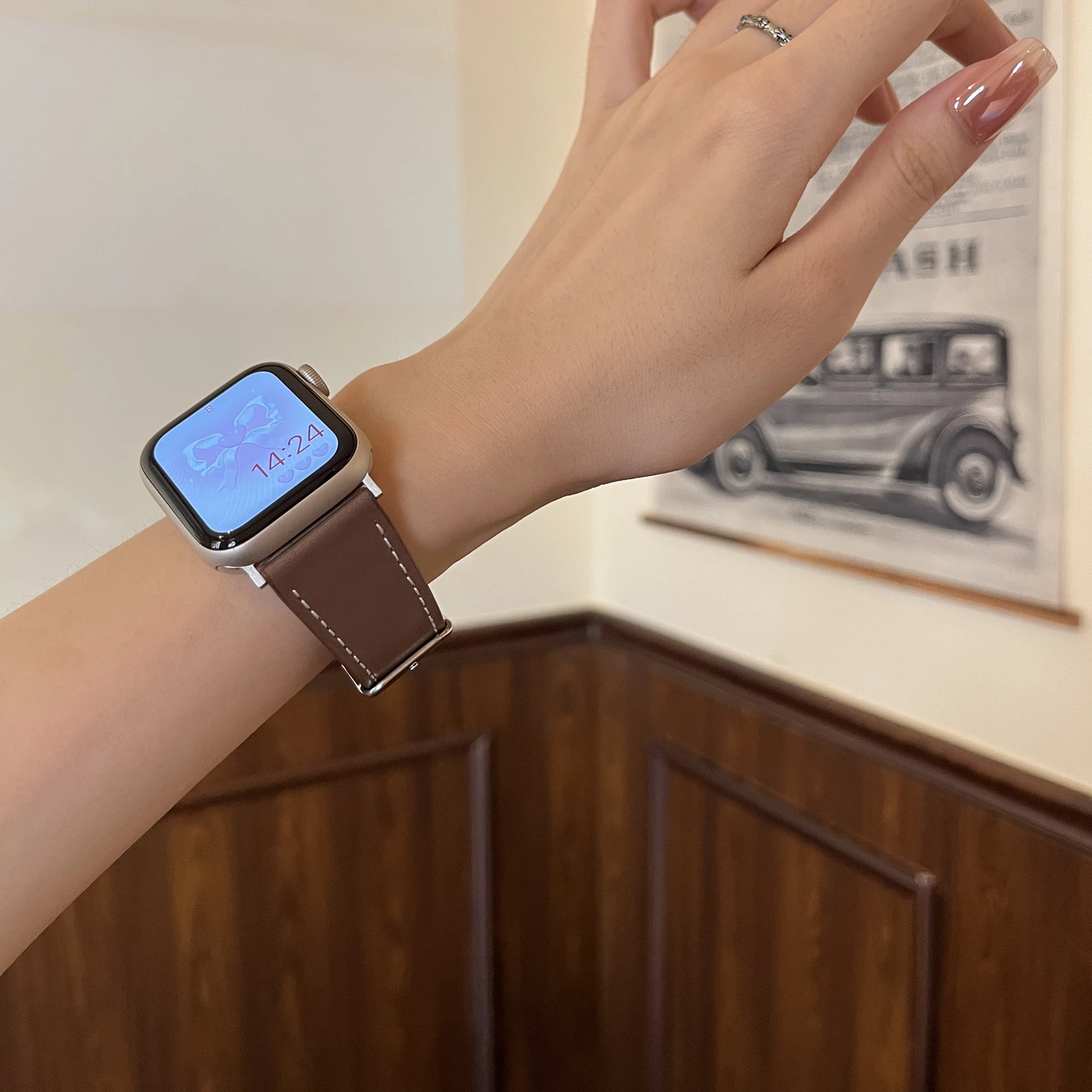 Retro strap for Apple Watch band series Ultra 10/9/8/7/6/5/4/3/2/1 SE leather strap 38mm 40mm 41mm 42mm 44mm 45mm