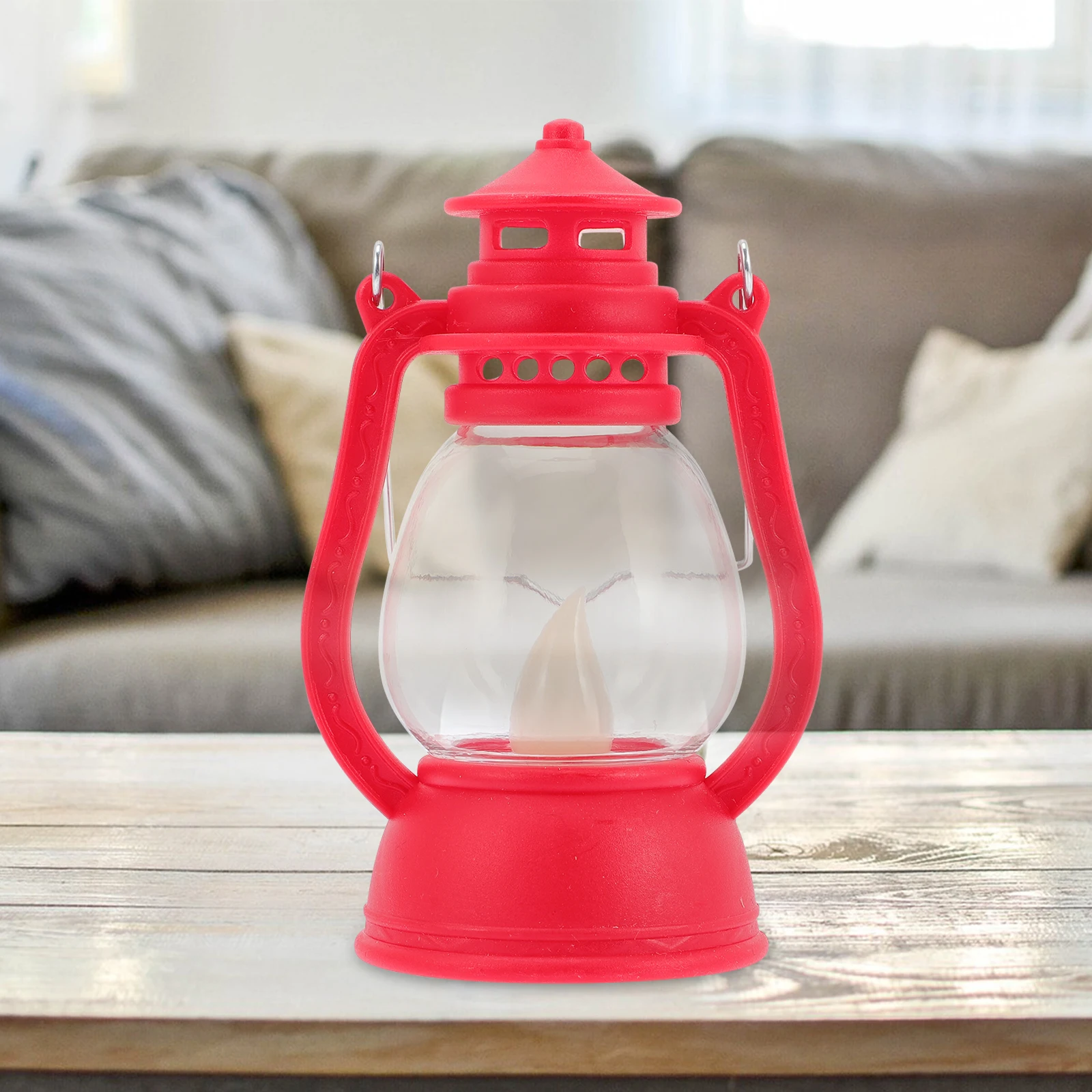 

2pcs Retro Lantern Camping Small Vintage Red Decorative Outdoor Lighting Plastic Durable Electronic Warm Practical Ornament