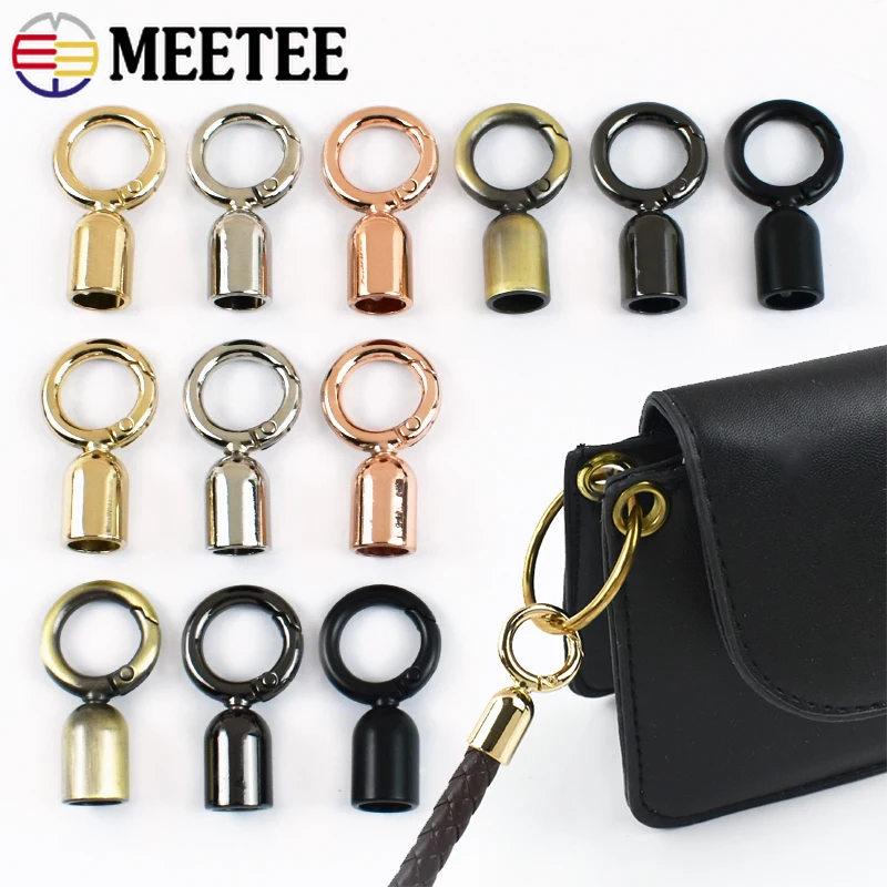 4/10Pcs Metal Buckle Spring O Ring Stopper Cord End Clip Hook Bag Strap Hanger Clasp Screw Keychain Handle Connector Accessories