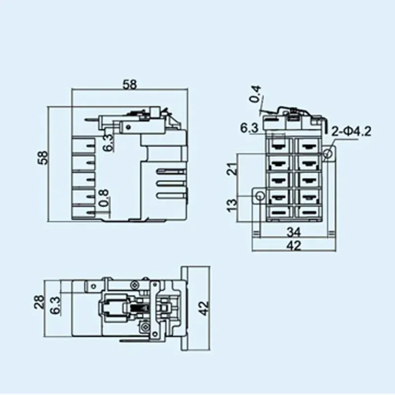 DKLD DZ07 10p EN60947-3 AC-3 400V 12A T60 Relé 10 Contactos 4 NO 10 Pines Interruptor electromagnético monofásico