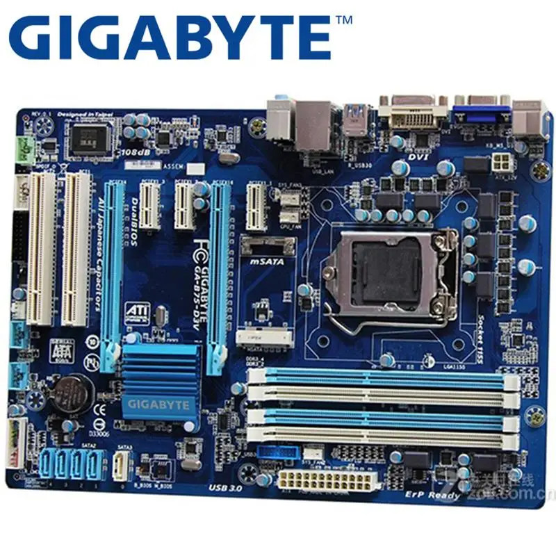 New GIGABYTE GA-B75-D3V Desktop Motherboard B75 Socket LGA 1155 i3 i5 i7 DDR3 32G ATX UEFI BIOS Original B75-D3V Used