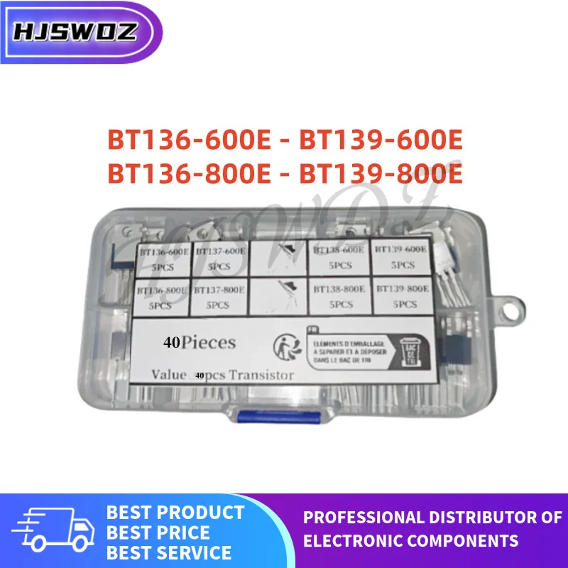 40Pcs/Box 8 Kinds Triode Thyristor Kit BT136-600E BT136-800E BT137 BT138 BT139 TO-220 Brand New In Stock