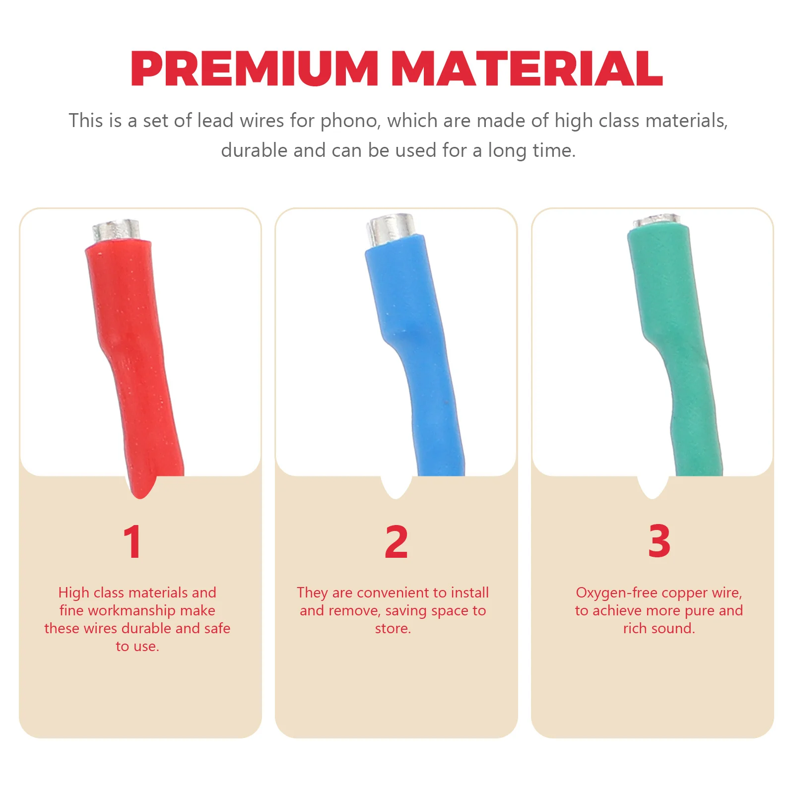 

4Pcs Phonograph Lead Wires High Quality Durable Phono Supplies Convenient Install Remove Various Needs Phono Lead Wires