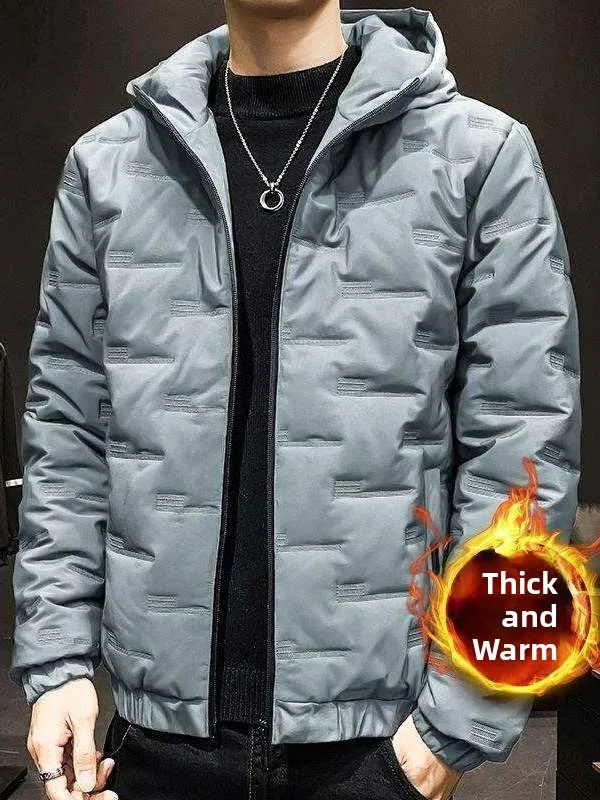 

Men's Silk Cotton Jacket Short Style Winter Fashionable Youth Coat Thickened Knot Element No Hood Short Length