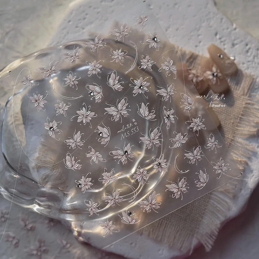 رائعة ثلاثية الأبعاد الزهور فراشة مسمار الفن ملصقات 5D كريستال الماس ملصقات بمادة لاصقة ذاتية للأظافر DIY بها بنفسك مانيكير الديكور الشارات