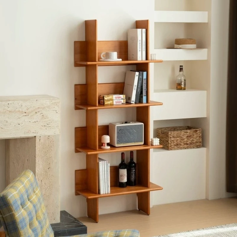 

Solid wood multi-layer shelf storage rack medieval wall bookshelf creative storage rack floor