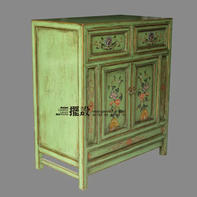 Hand-Painted Retro [New Chinese Style] Doorway Shoe Cabinet