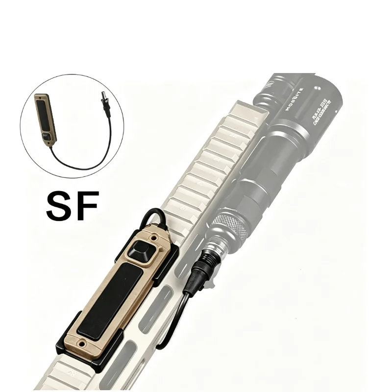 Dual-Function Remote Pressure Switch with M-LOK Mount, Tail Switch for SF M300/M600 Tactical Flashlight, Hunting Accessory
