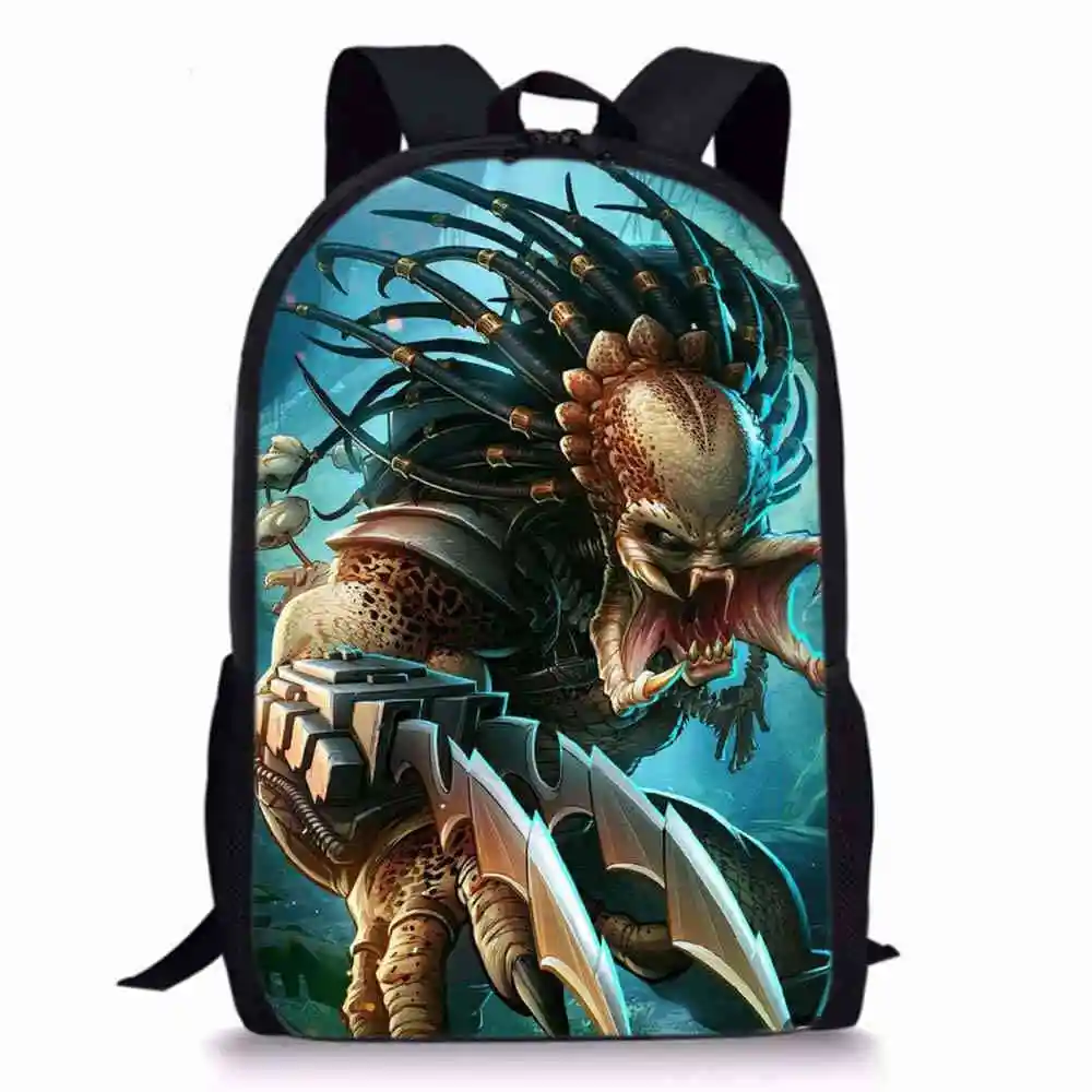 Mochila escolar para niños y niñas, bolsa de película de terror, Xenomorph, The Predator