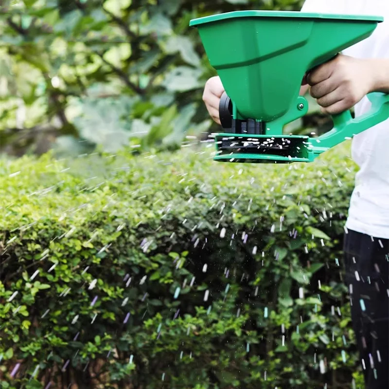 Grass seed spreader, small fertilizer spreader, hand-cranked lawn seed spreader Seeding and Fertilizing