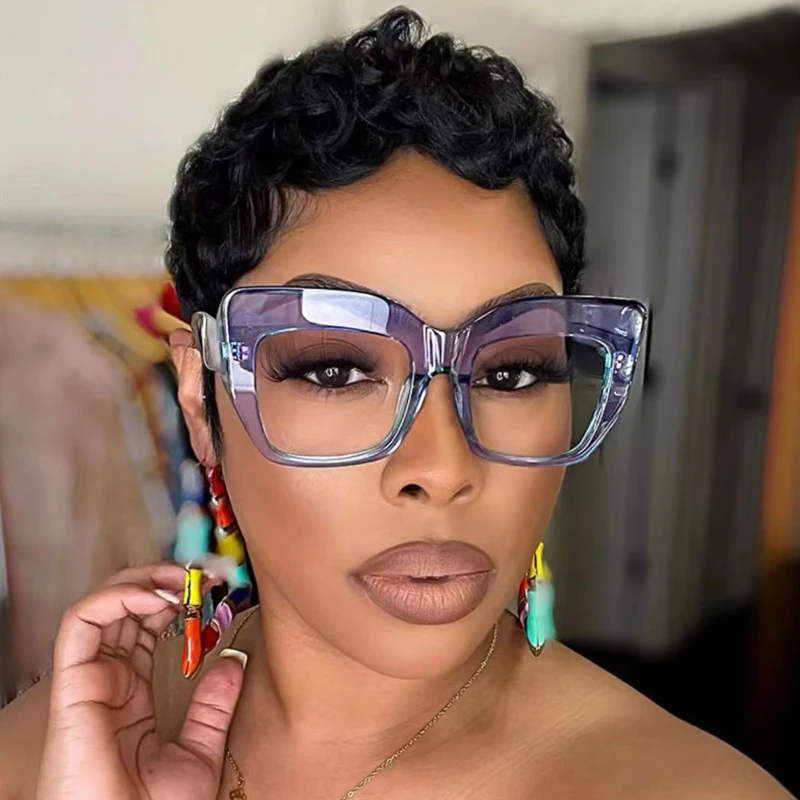 Hiking Oversized Square Women Glasses Frames Fashion Blue Anti Blue Light Eyeglasses Optical Lenses Female Luxury Brand Eyewear