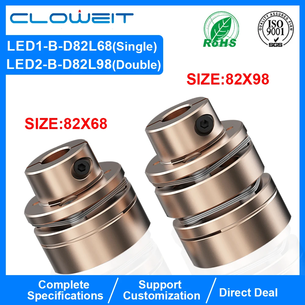 Flange Coupling  LED D82L68/98 Flexible Motor Shaft Coupler Aluminium Diaphragms Universal Joint For 3D Printer Cardan Rc