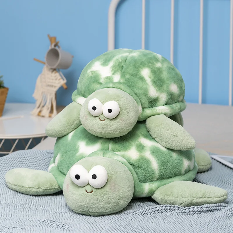 Peluche tortue piébalde aux grands yeux, 57/73cm, poupées en peluche, peluches coquillage, jouets doux pour enfants, décoration de la maison et de la chambre