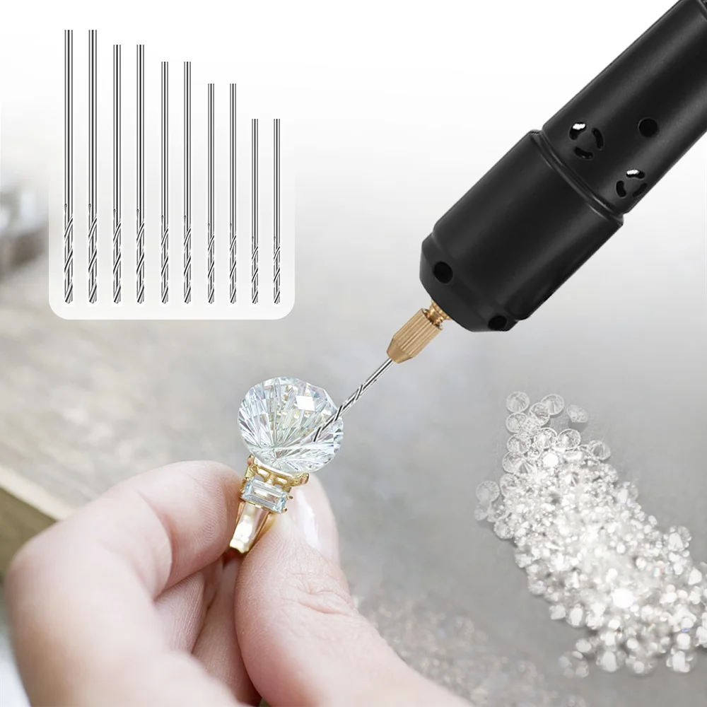Drill Set Resin Electric Mini Drill with Drills Bits for Jewelry Aluminum Products Wood Key Chain Making Black