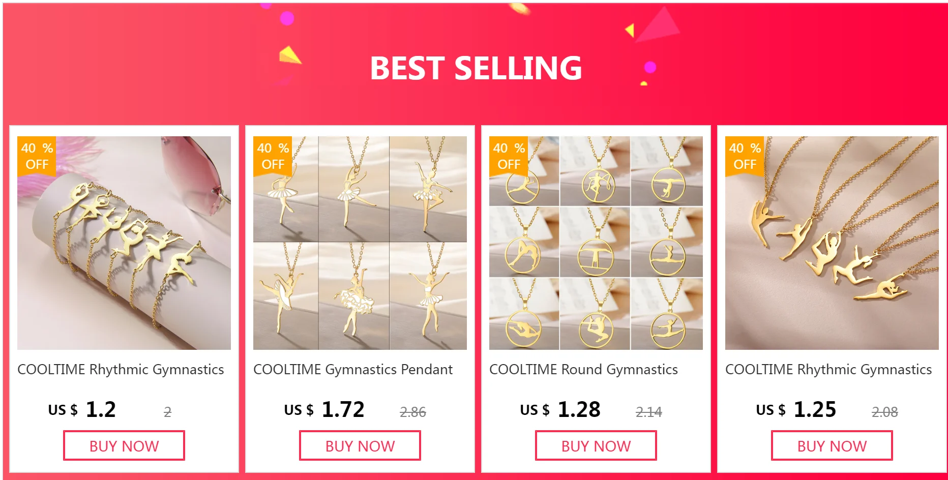 COOLTIME Halskette mit Anhänger für rhythmische Gymnastik, Edelstahl, Trend-Turnerin, Sport-Tänzerin-Halskette, Schmuck, Geschenk für Frauen – Detail 1