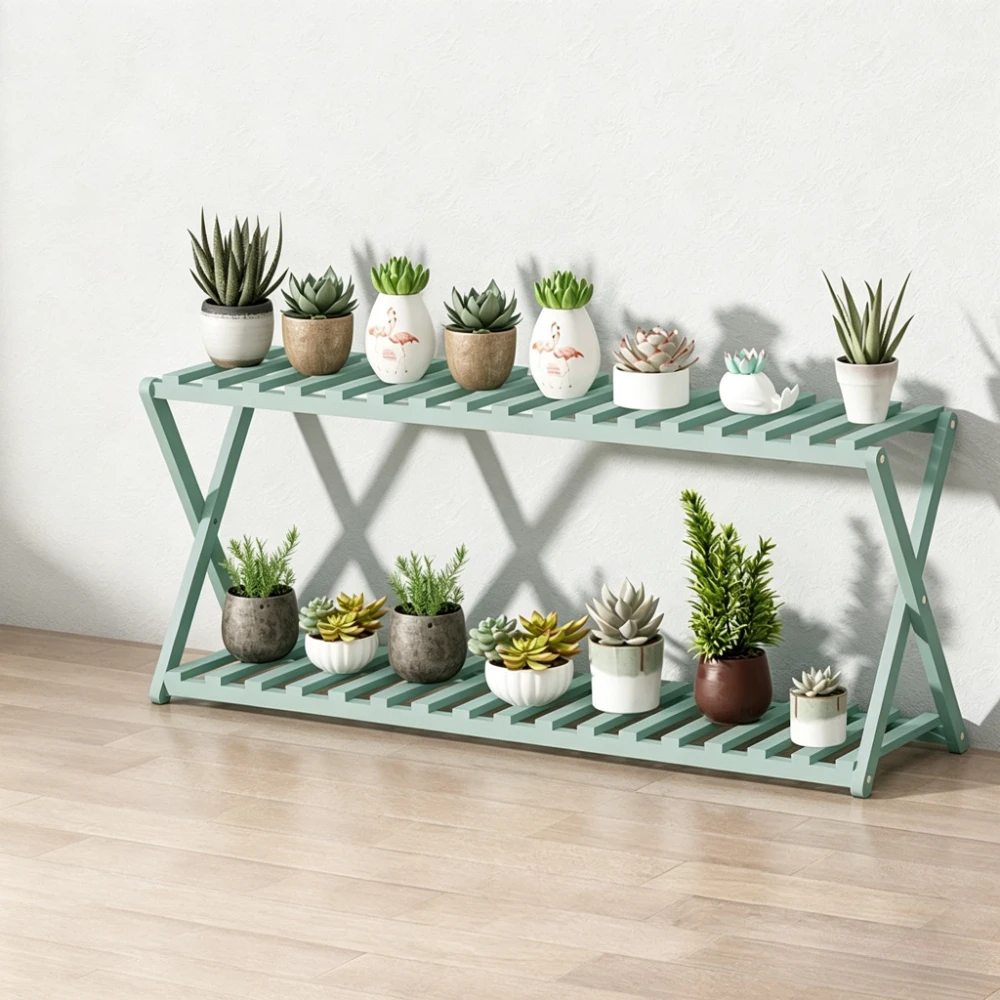 Multi-Tier Plant Stand Stair-Step Indoor Bamboo Design for Balcony Succulents Floor Flower Display Shelf