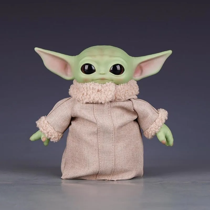 17cm Baby Yoda Anime Figure With Plush Clothes Cute Doll Mandalorian Desktop Ornaments Toy Gift Doll