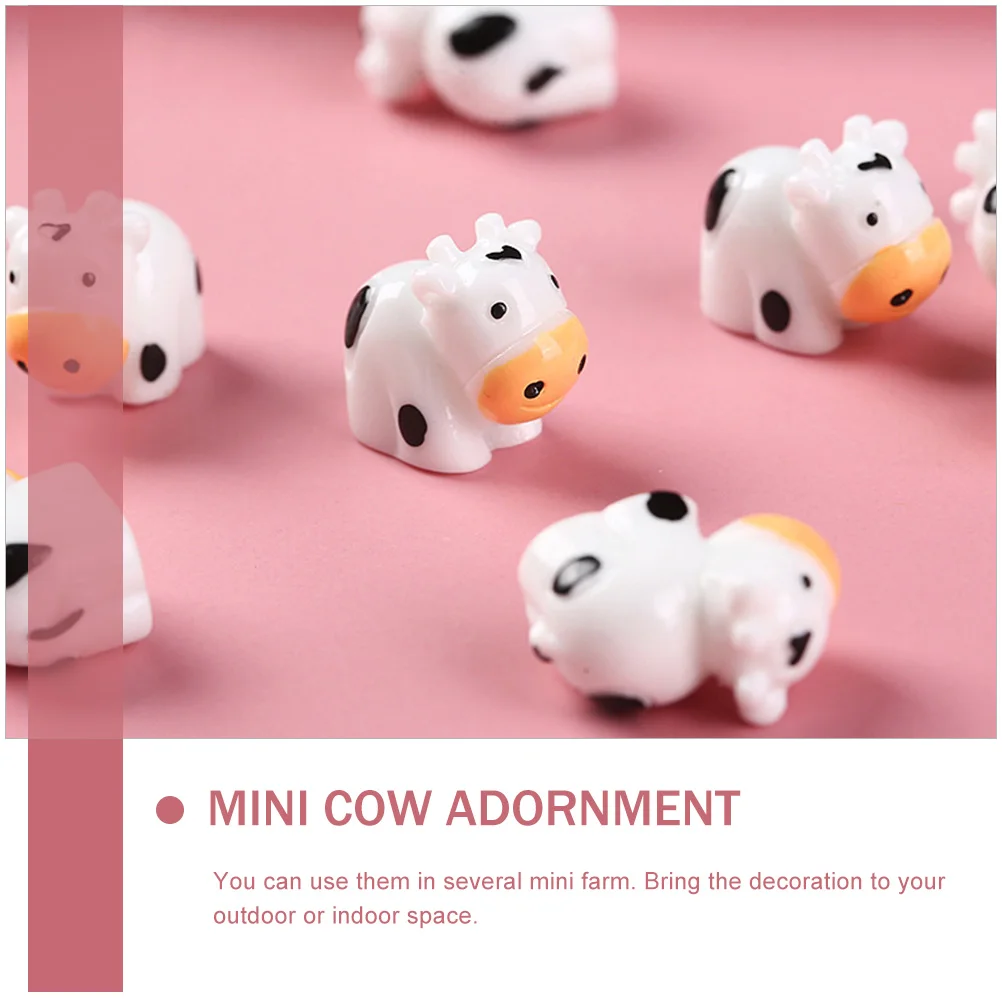 

15Pcs Mini Cow Figurines Resin Durable Micro Landscape Dairy Cattle Decor for Bonsai Garden Moss Ornament Miniature Cow