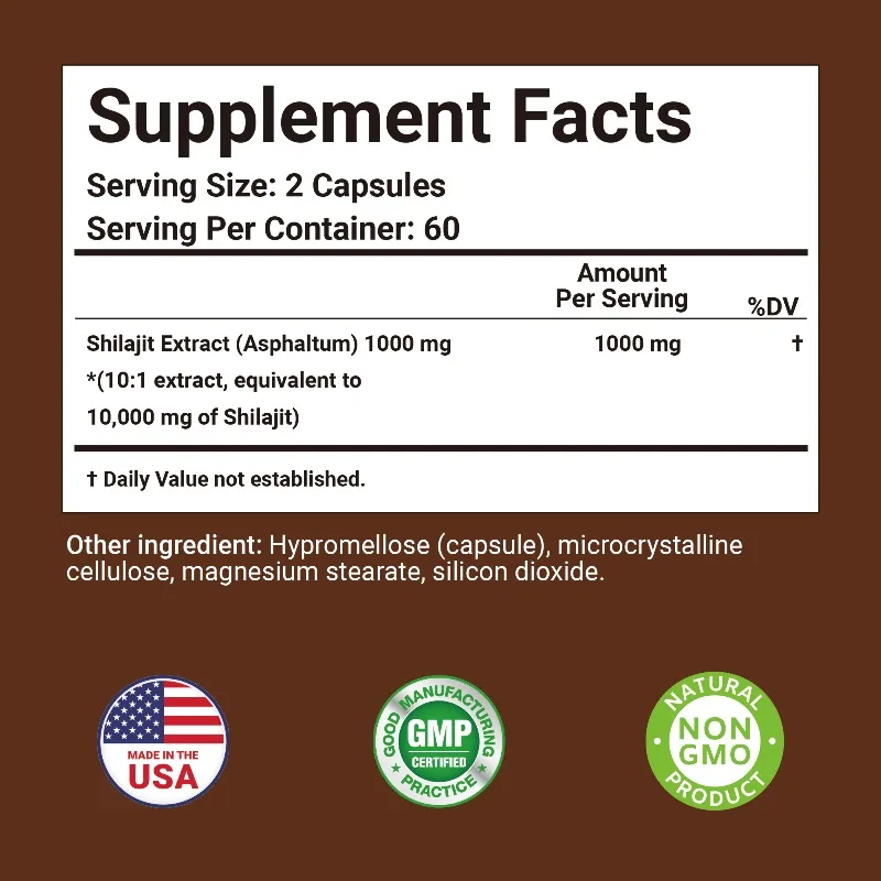 Shilajit Capsule - Supports Nervous and Brain Function Health, Improve Mental Clarity, Hormone Balance, Replenish Energy