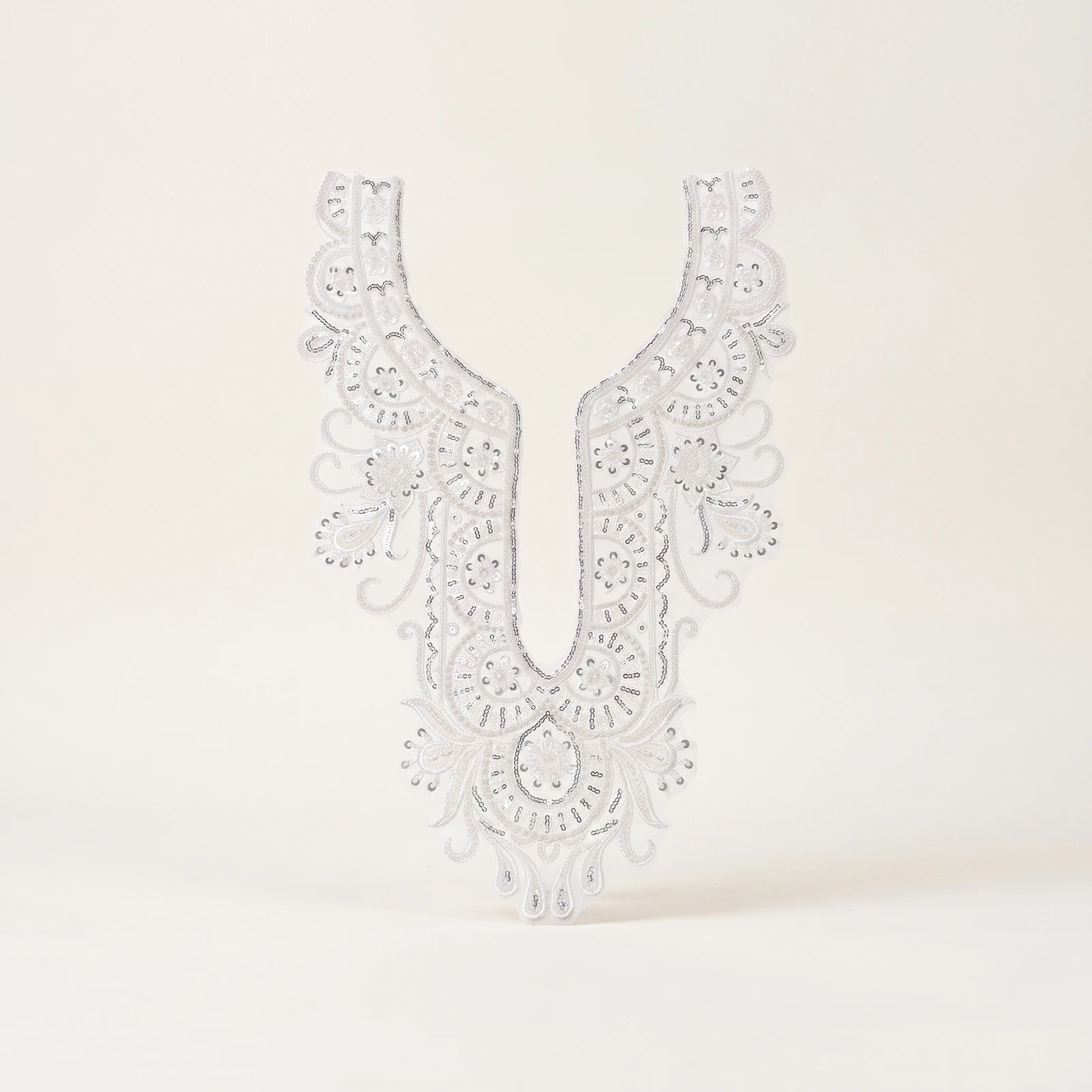 False Collar Embroidered Detachable Collar Neck Accessory Beaded Floral for Women, Weddings