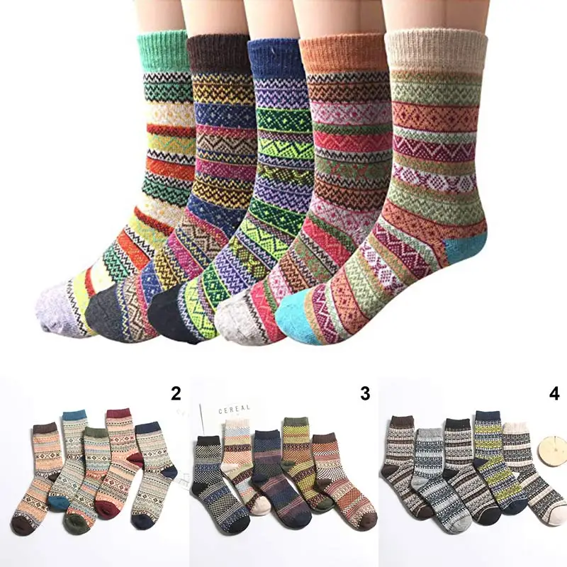 5 Pair Women\'s Casual Crew Socks Soft Warm Comfort Casual Crew Winter Socks Festival Gift for Adult Family