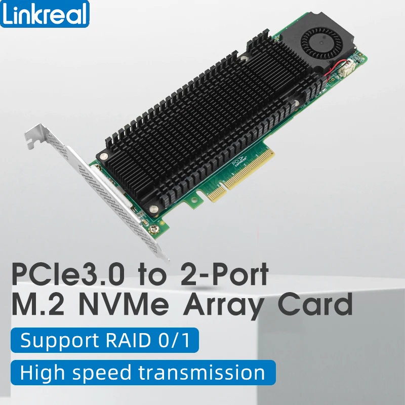 Linkreal PCle3.0 to 2-Port M.2 NVMe Array Card LRNV9541-2IR