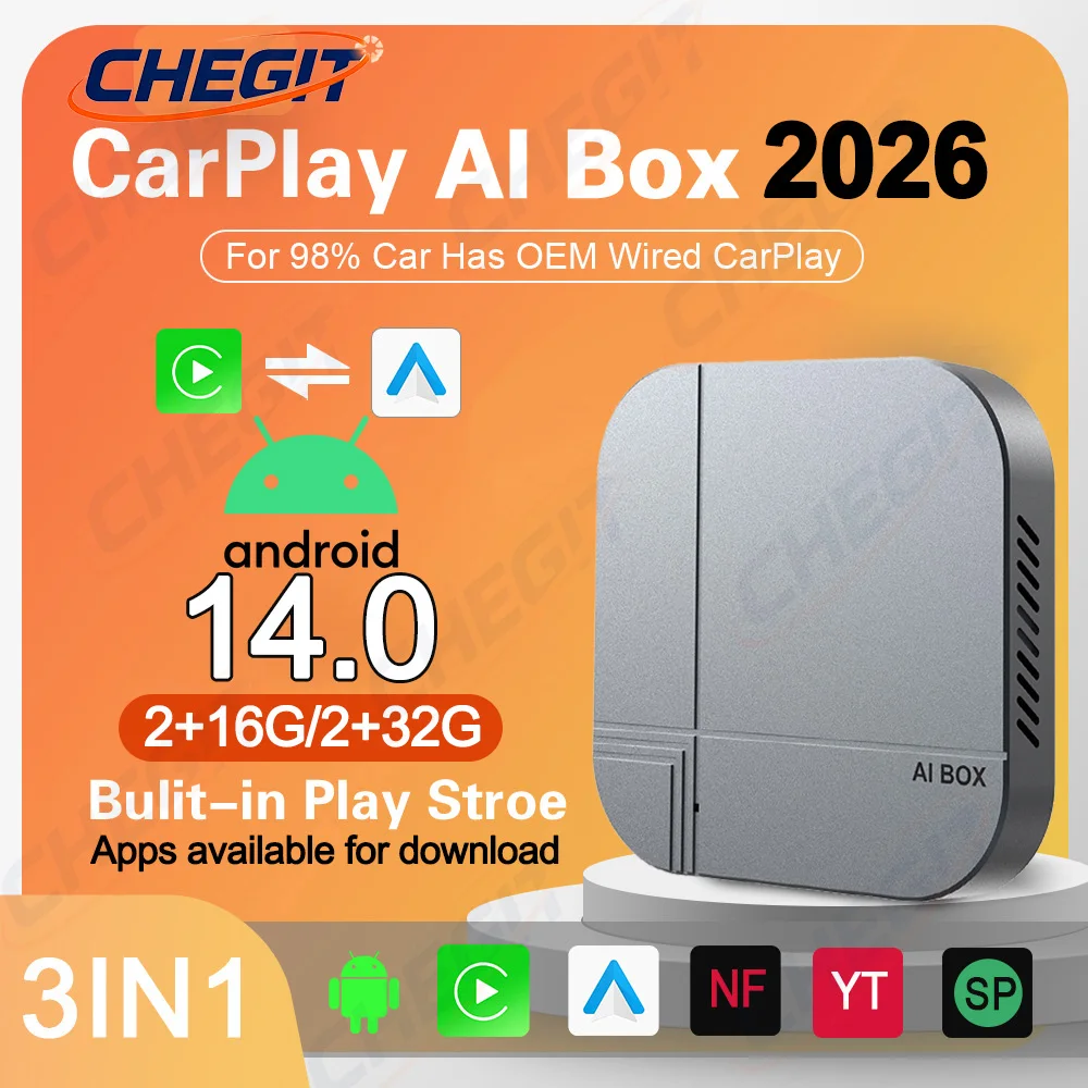 

2G+32G 2G+16G Android 14 Smart AI Box Wireless CarPlay Android Auto TV Box для YouTube, Netflix, VW, Nissan, Toyota, Hyundai, Ford