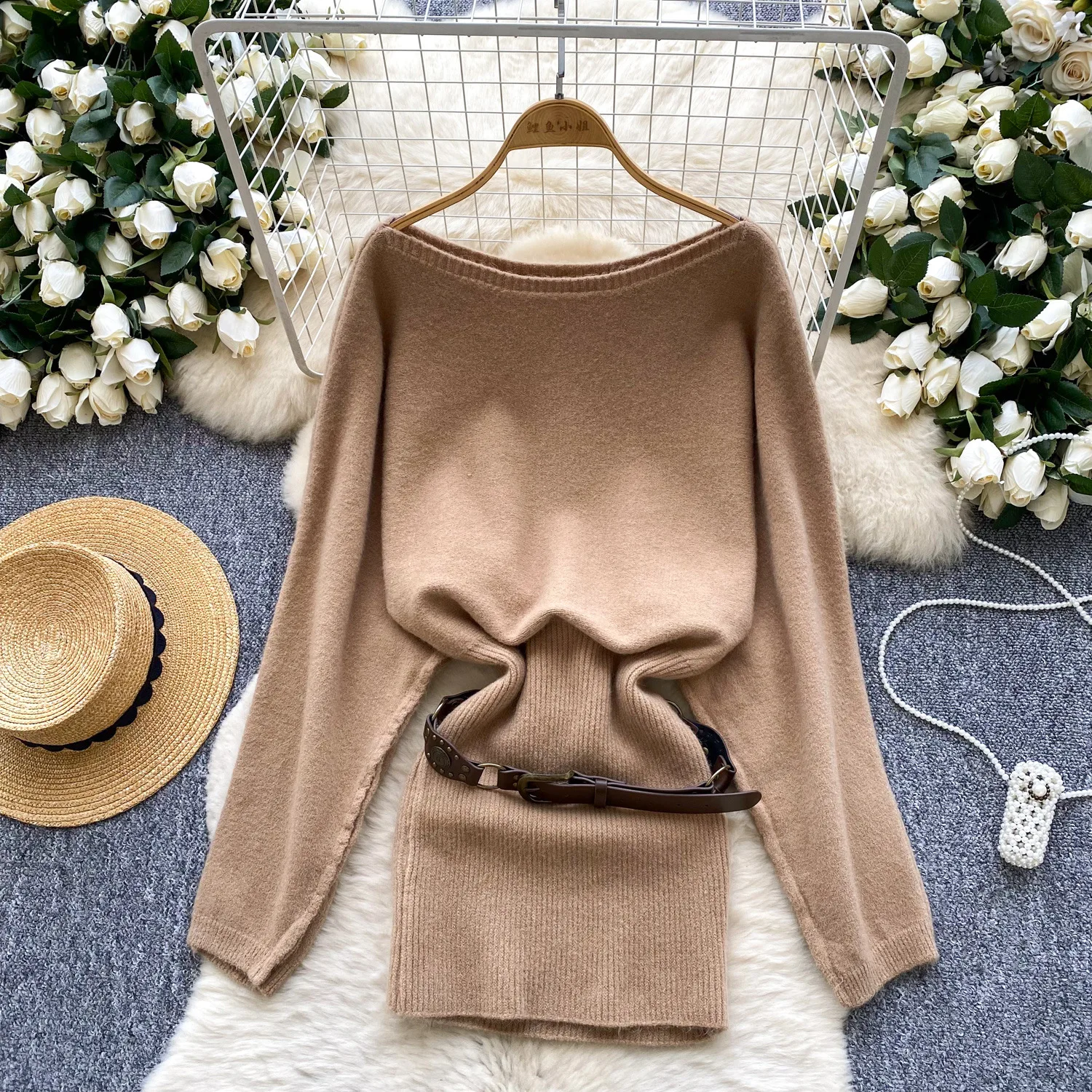 

Dress Women Short Dresses Knitted Vestidos Full Sleeve Elegant Splice Y2k Streetwear Work Party Night Slim Fit 2025 Autumn