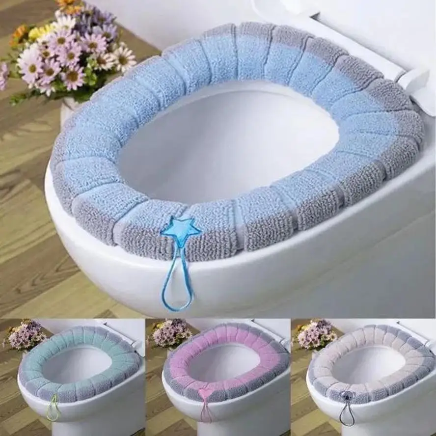 Practical Thickened Warm Soft Toilet Seat Cover Pad 1Pc Washable Removable Portable Protector Household Bathroom Supplies