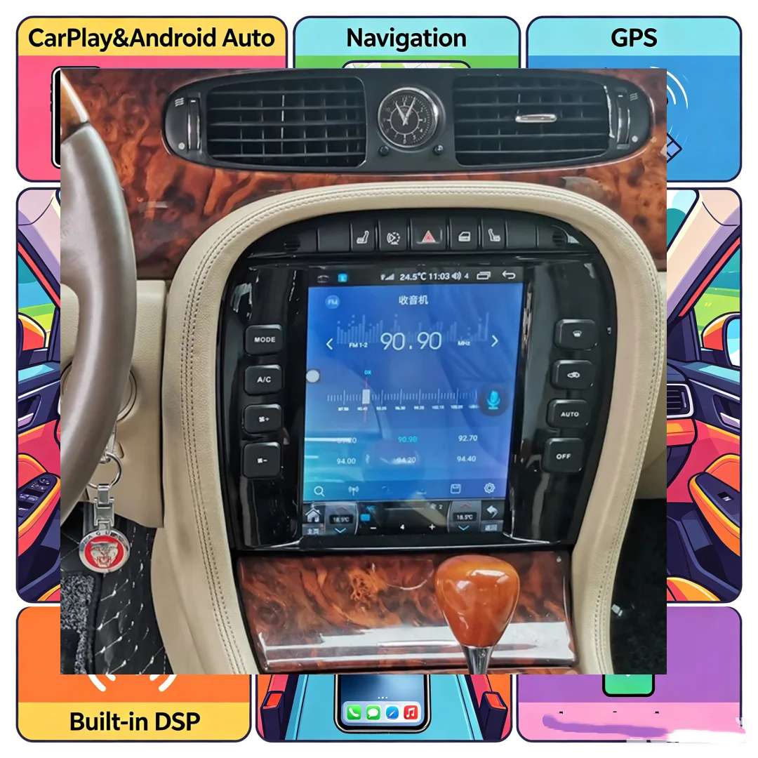 9,7 Zoll vertikaler Bildschirm für Jaguar XJ X-TYPE S-TYPE 2004 2005 2009 2010 2011 Radio CarPlay Android AUTO Auto-Multimedia-Player