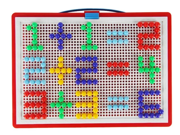 Jeu de Puzzle Créatif Mosaïque Pegboard pour Bébé, mir de Jouets + Panneau Perforé + Ensembles d'Ongles 296 Pièces