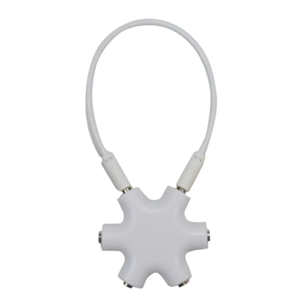 6 Port 3.5mm Earphone Splitter Adapter Snow Shape Universal Headset Splitter for Multiple Headphones Sharing Music Classroom Car