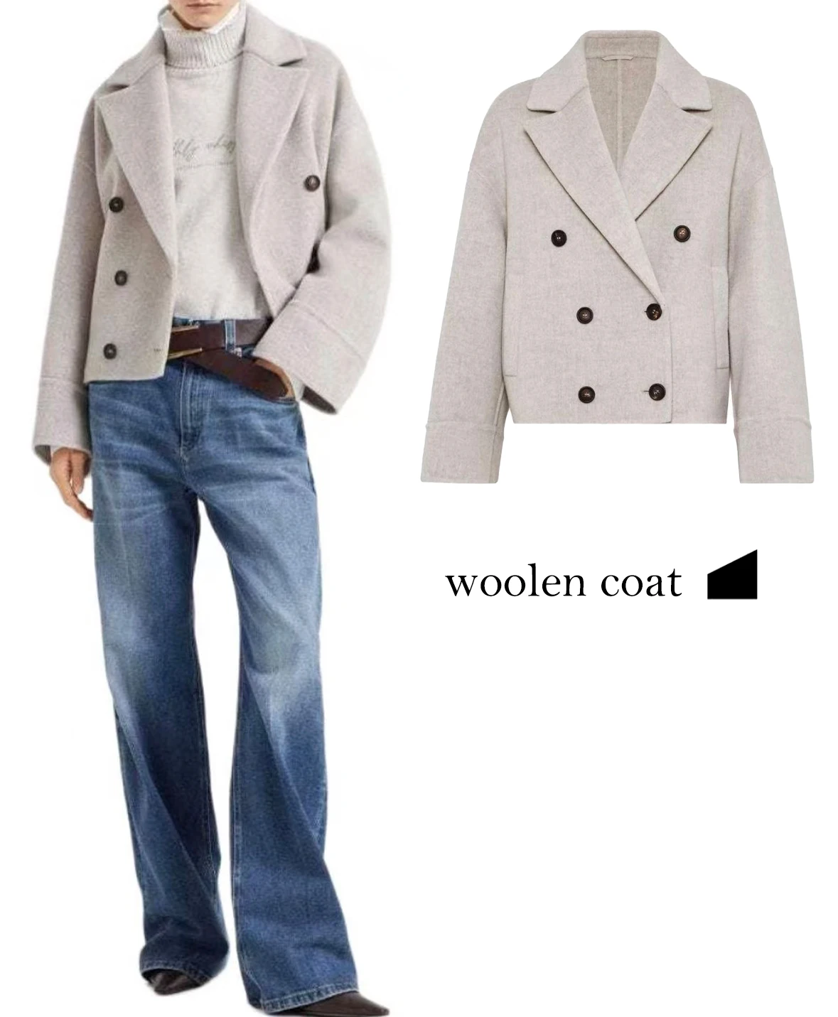 

FWRD Light Grey Double Breasted Short Woolen Coat Womens Light Grey Double breasted Short Woolen Coat #FWRD0090