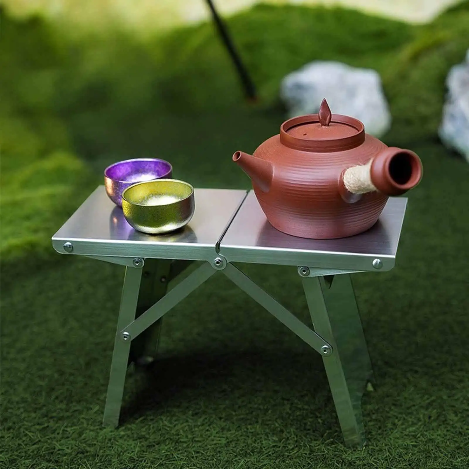 

Outdoor Chair Fishing Stool Rack Camp Stool Sturdy Stainless Steel Folding Camping Table for BBQ Backyards Picnic Hiking Cooking
