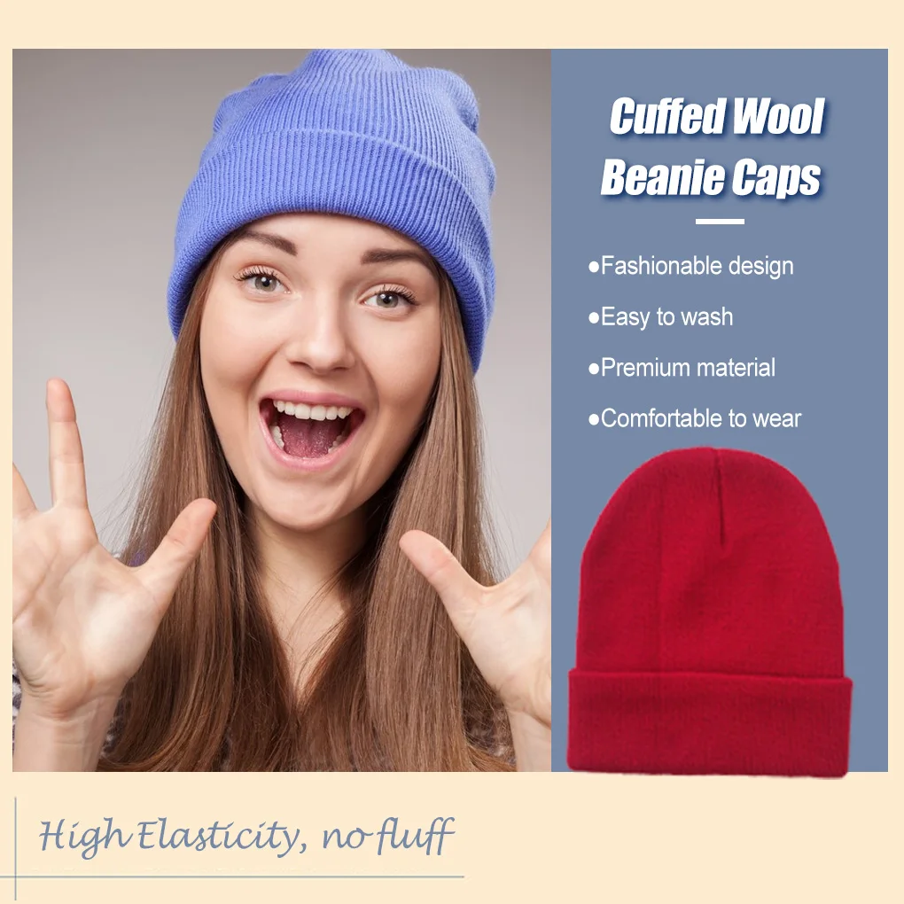 Beanie Caps Knitted Hats Fashion Head Casual Headwear Hair Winter Skiing