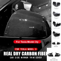 Carbon Fiber Rear View Mirror Car For Tesla Model 3 Y Bright/MatteDecorative Shell Exterior Accessories 2023 Car Rearview Cover