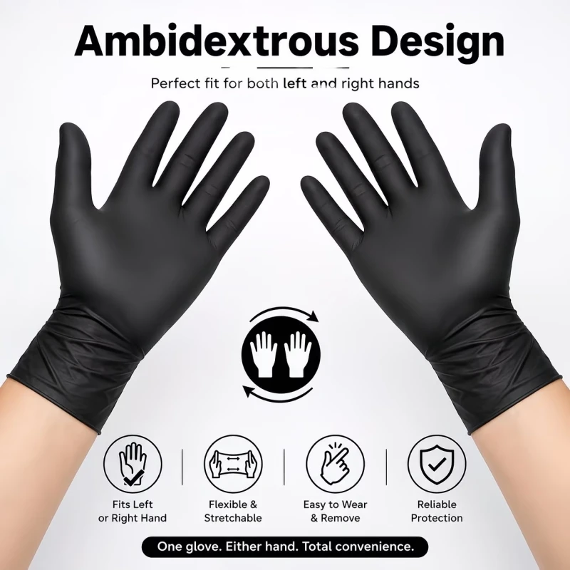 20/100/200PCS Black Nitrile Disposable Gloves Durable 4Mil Thick Household Cleaning Gloves for Women Gardening Yard Lawn Work
