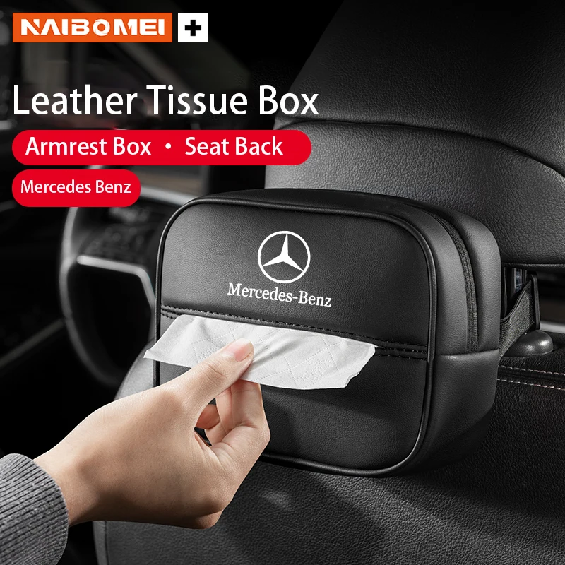 Car Tissue Box Auto Armrest Box Paper Storage Bag For Mercedes Benz AMG W203 W206 W220 W205 W211 W212 W201 W210 W108 W168 A180