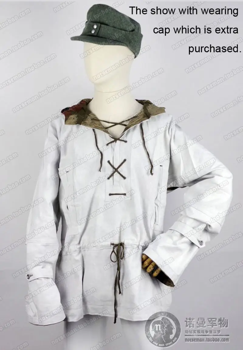 Reproduction Cosplay WW2 German WH Tan Water Camouflage and Splinter Pattern Camouflage Sniper Blouse White Reversible Smock