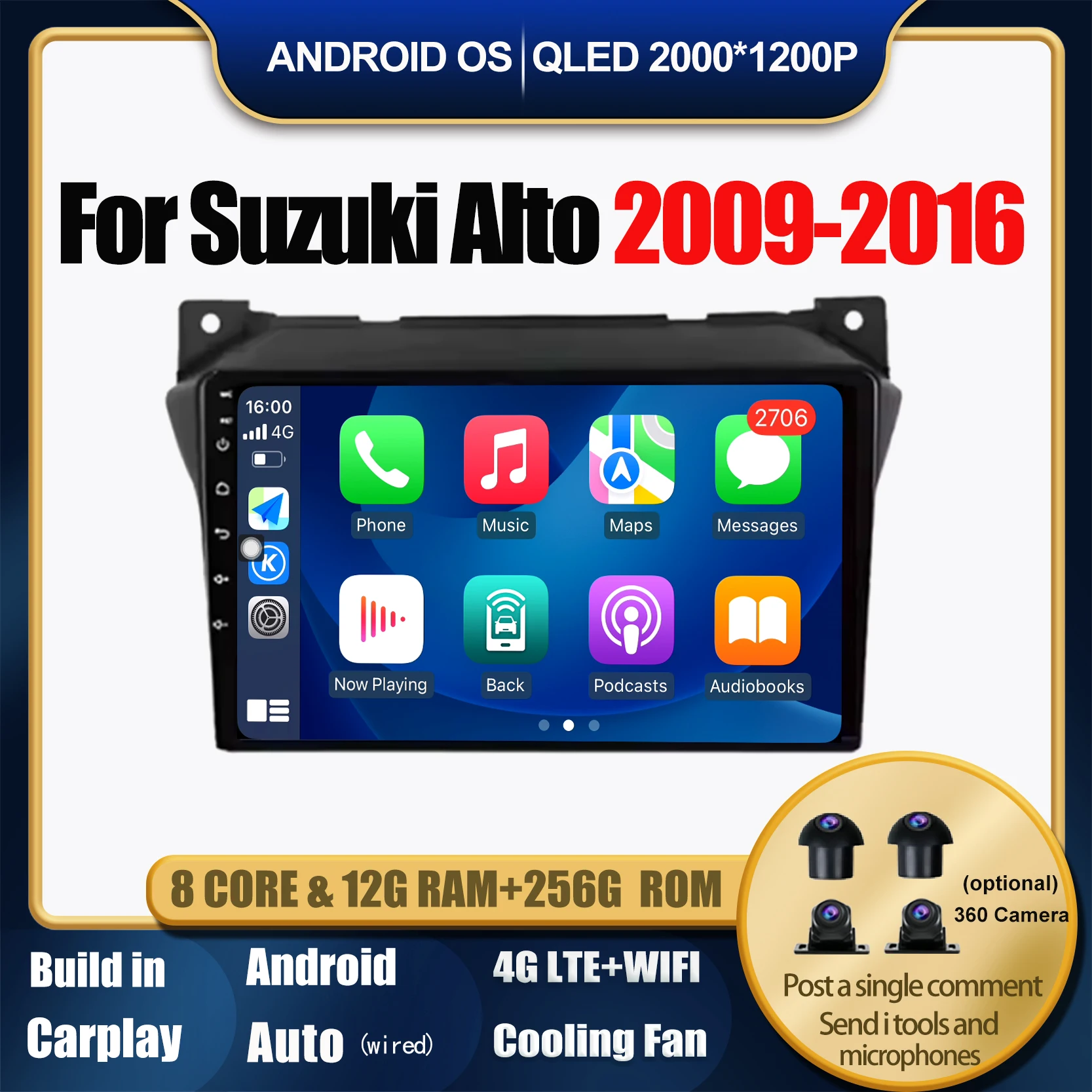 

Android 14 Car Radio For Suzuki Alto 2009 2010 - 2016 Multimedia Video Player Autoradio Stereo NO 2din DVD Car Accessories 4G BT