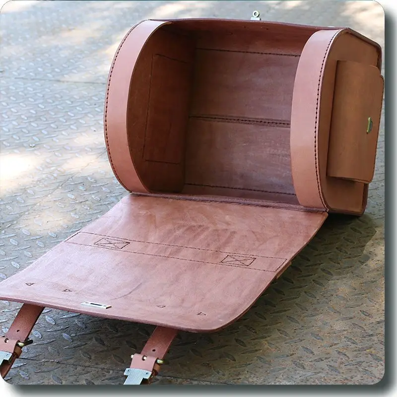 First layer hard cowhide helmet bag motorcycle tail bag retro travel bag multi-functional storage box