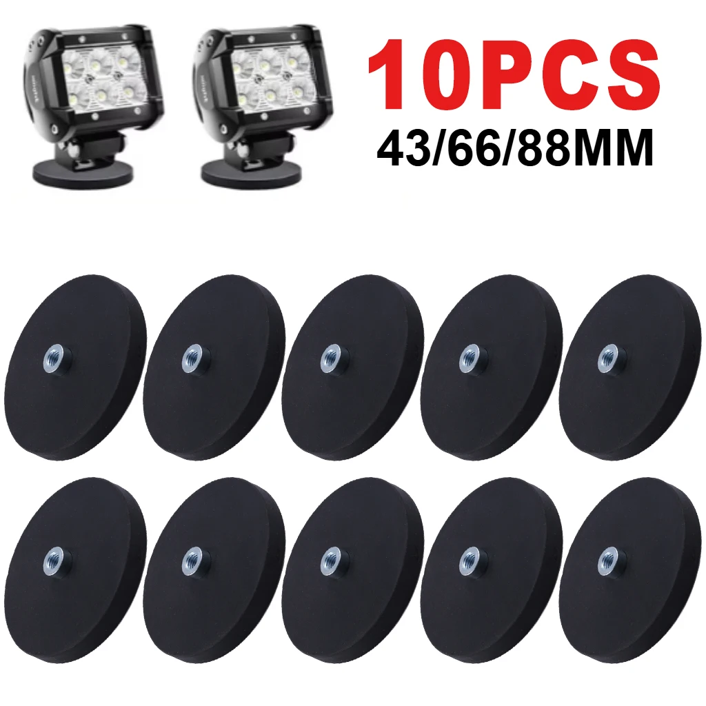 10PCS 43/66/88mm M6/M8 Convex Thread Magnetic Base Mount Bracket Clamp LED Work Light Bar Holder SUV Offroad