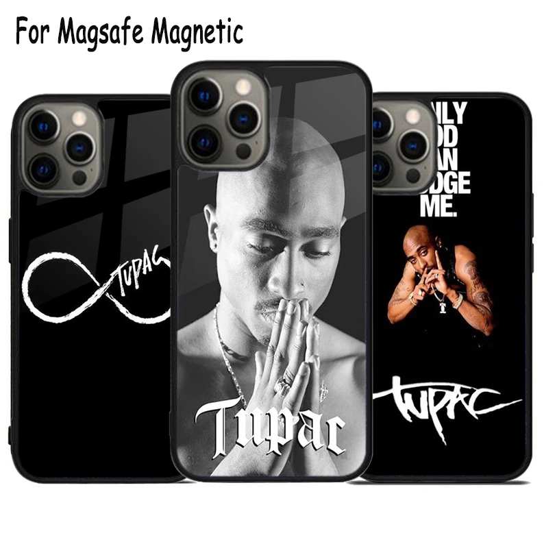 Tupac 2Pac Shakur Wireless Charge Magsafe Phone Case For iPhone 15 16 14 13 11 12 Pro Max Plus Magnetic Bumper Cover