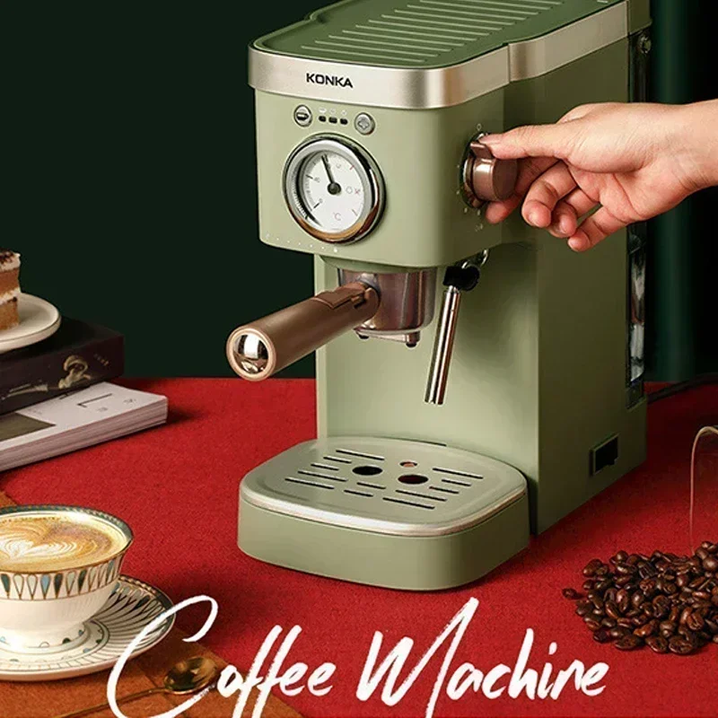 Home espresso machine retro green coffee pot powder capsule espresso brewing coffee drinks