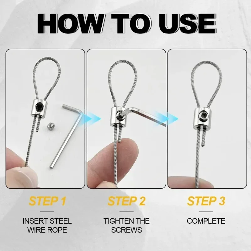 ZEXEF 10-50 قطعة أسلاك الفولاذ حبل المشبك الفولاذ المقاوم للصدأ كابل معلق كليب ثقب مزدوج مسامير قابلة للتعديل ملحقات الأجهزة الثابتة #4