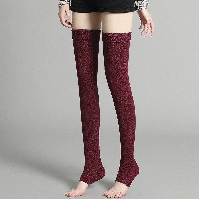 

Slim Long Socks Autumn Winter Thickened Knee Socks Women's Knee High Silver Cashmere Thigh Socks